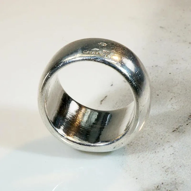 Chanel Sterling Dome Band with Original Box