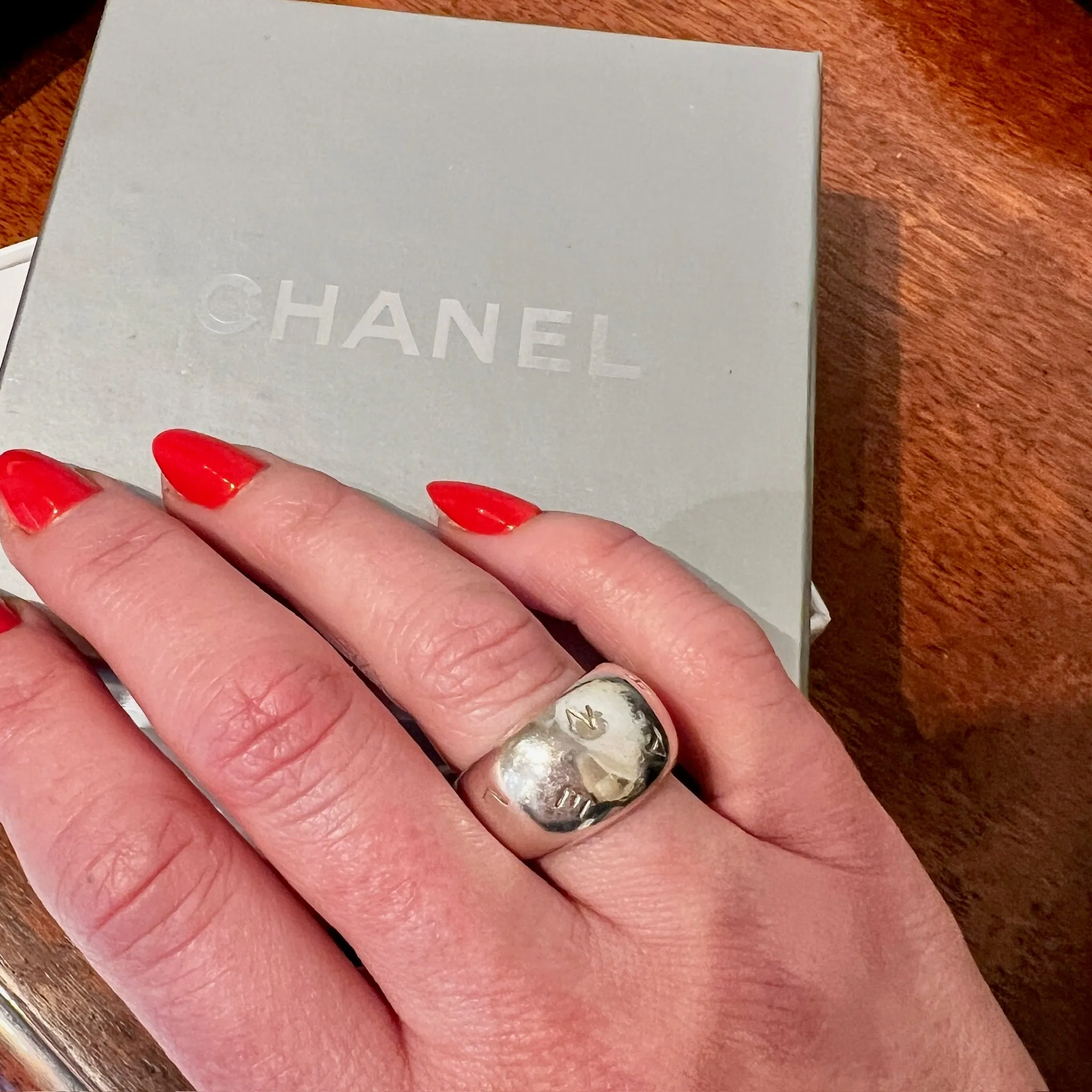 Chanel Sterling Dome Band with Original Box