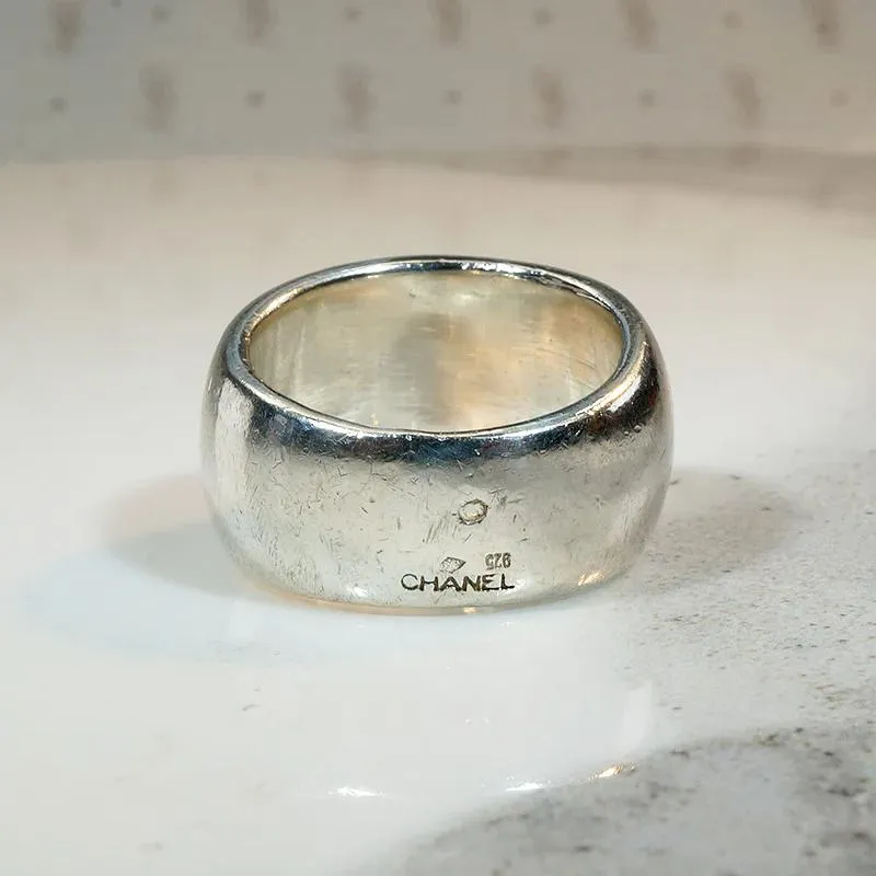 Chanel Sterling Dome Band with Original Box