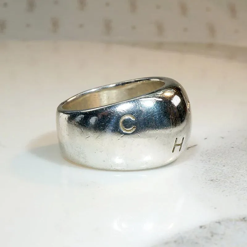 Chanel Sterling Dome Band with Original Box