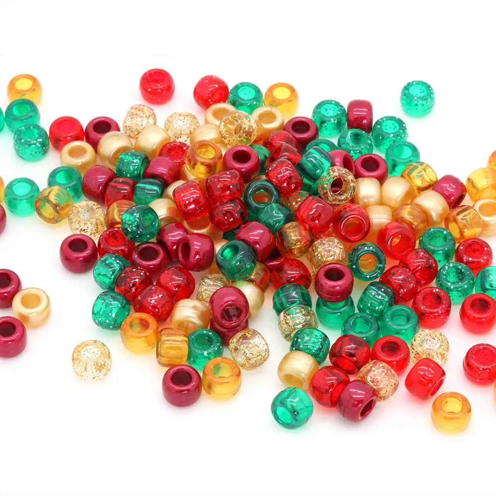 Christmas Plastic Barrel Pony Mix 6x8mm-Pack of 500