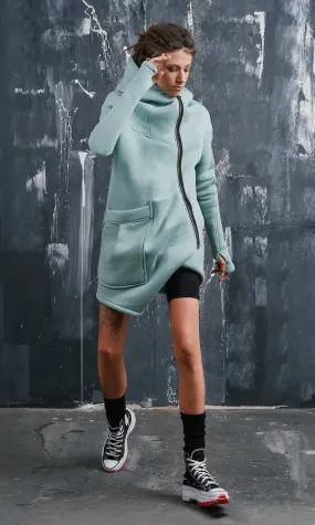 Cotton Fleece Hoodie with Asymmetric Closure