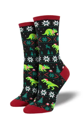 Dinosaur Christmas Sweater Women's Socks