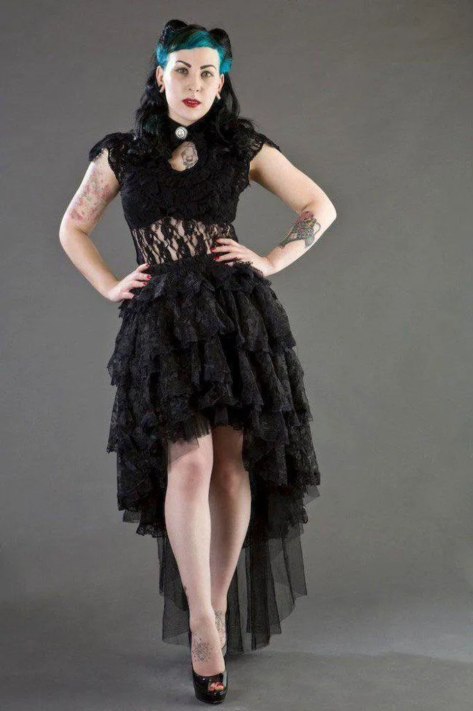 Dita Sleeveless Gothic Top In Stretch Lace