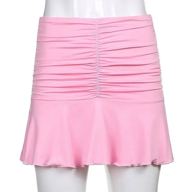 DressBetty - Mini Skirt Lady Trendy Y2K Summer Beachwear White Accessory Harajuku Skirts Pleated Skirts Woman High Waist Clothes
