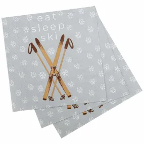 Eat Sleep Ski Paper Cocktail Napkins (Pack of 20)