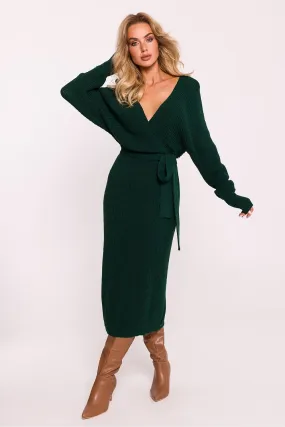 Elegant Striped Knit Sweater Dress For All-Day Comfort