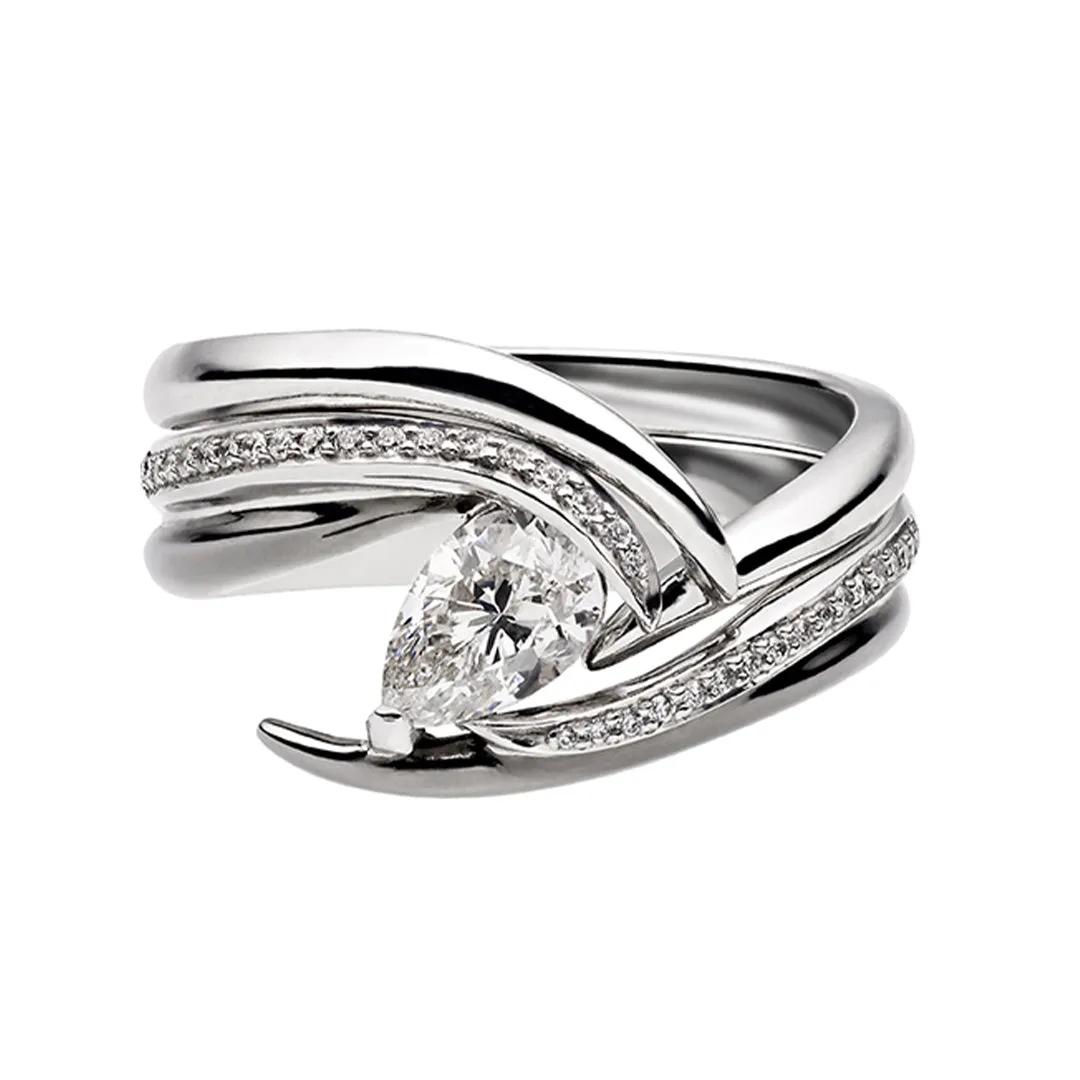 Entwined Captured Vine Wedding Ring - 18ct White Gold