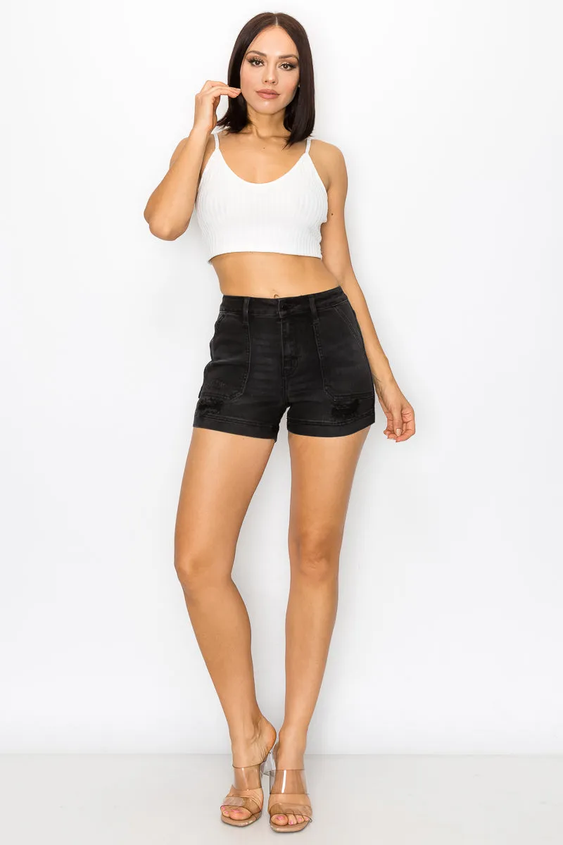 Esther - High Rise Destructed Carpenter Shorts