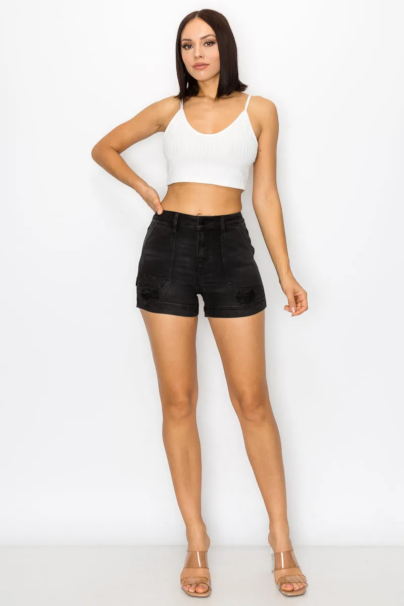 Esther - High Rise Destructed Carpenter Shorts