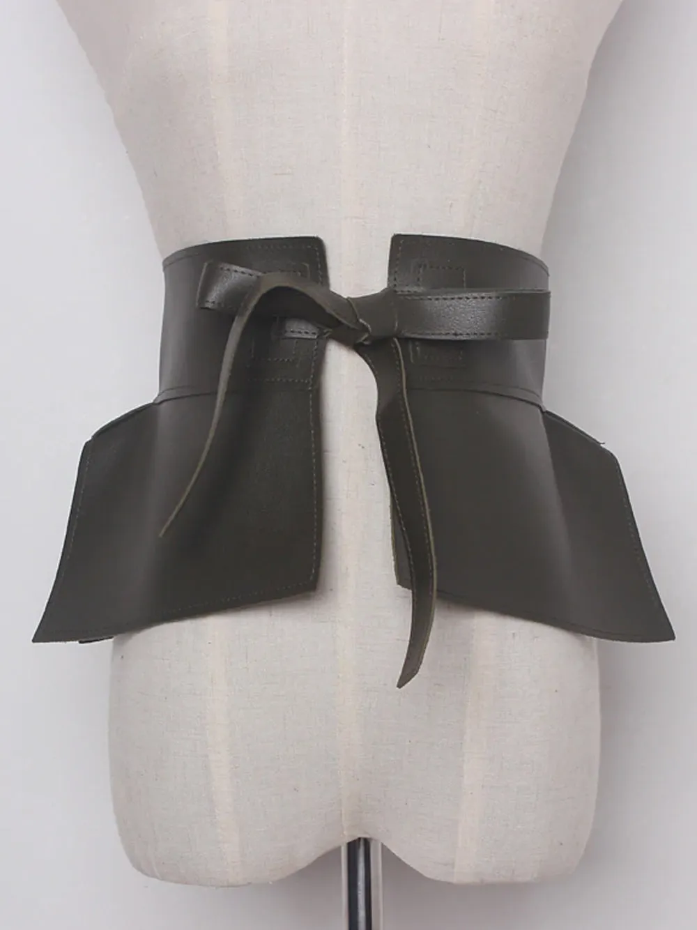 Faux Leather Bow Belt