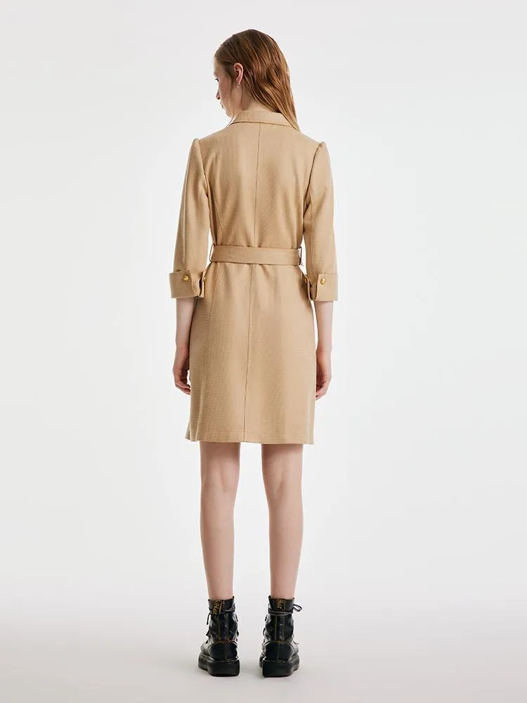 Faux Suede Mini Dress With Belt