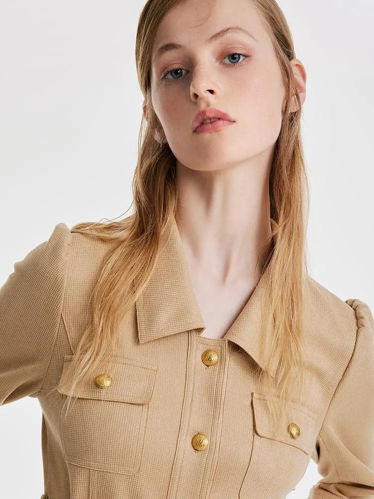 Faux Suede Mini Dress With Belt
