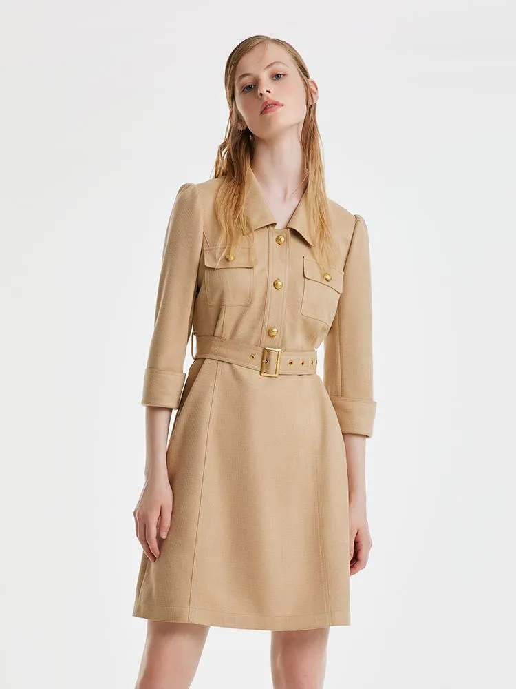 Faux Suede Mini Dress With Belt