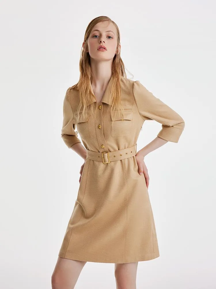 Faux Suede Mini Dress With Belt