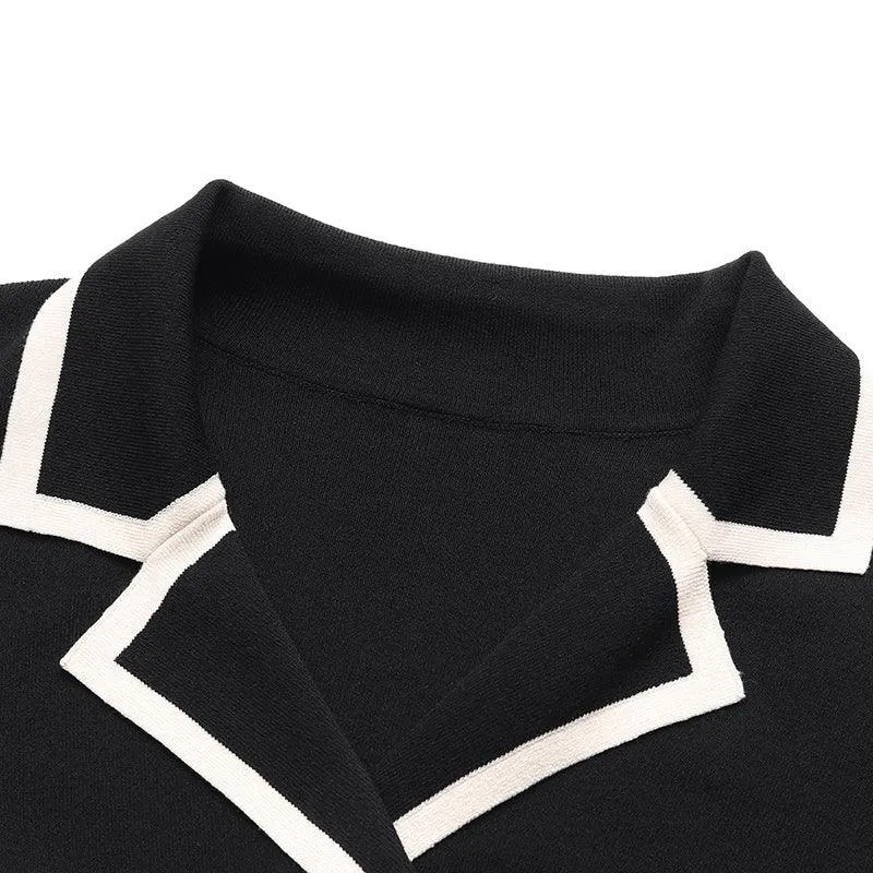Fitted A-line Double-Breasted Lapel Dress