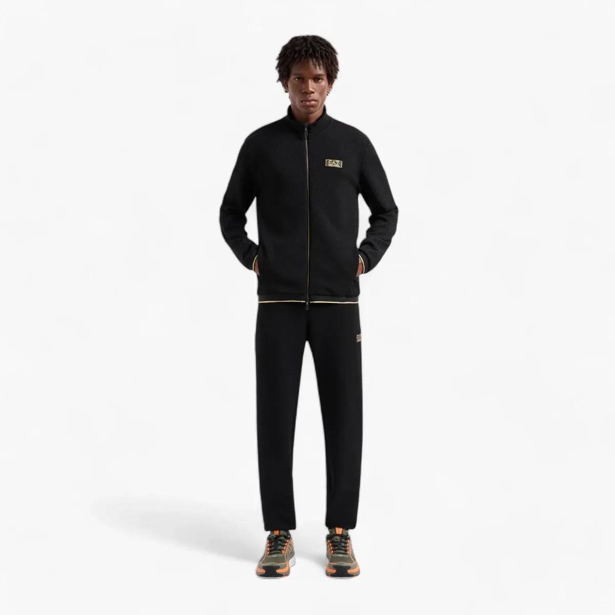 Gold Label Stretch Jacquard Zip-Up Sweatshirt With Logo Patch