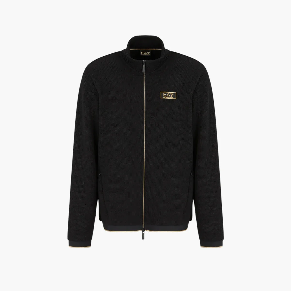 Gold Label Stretch Jacquard Zip-Up Sweatshirt With Logo Patch