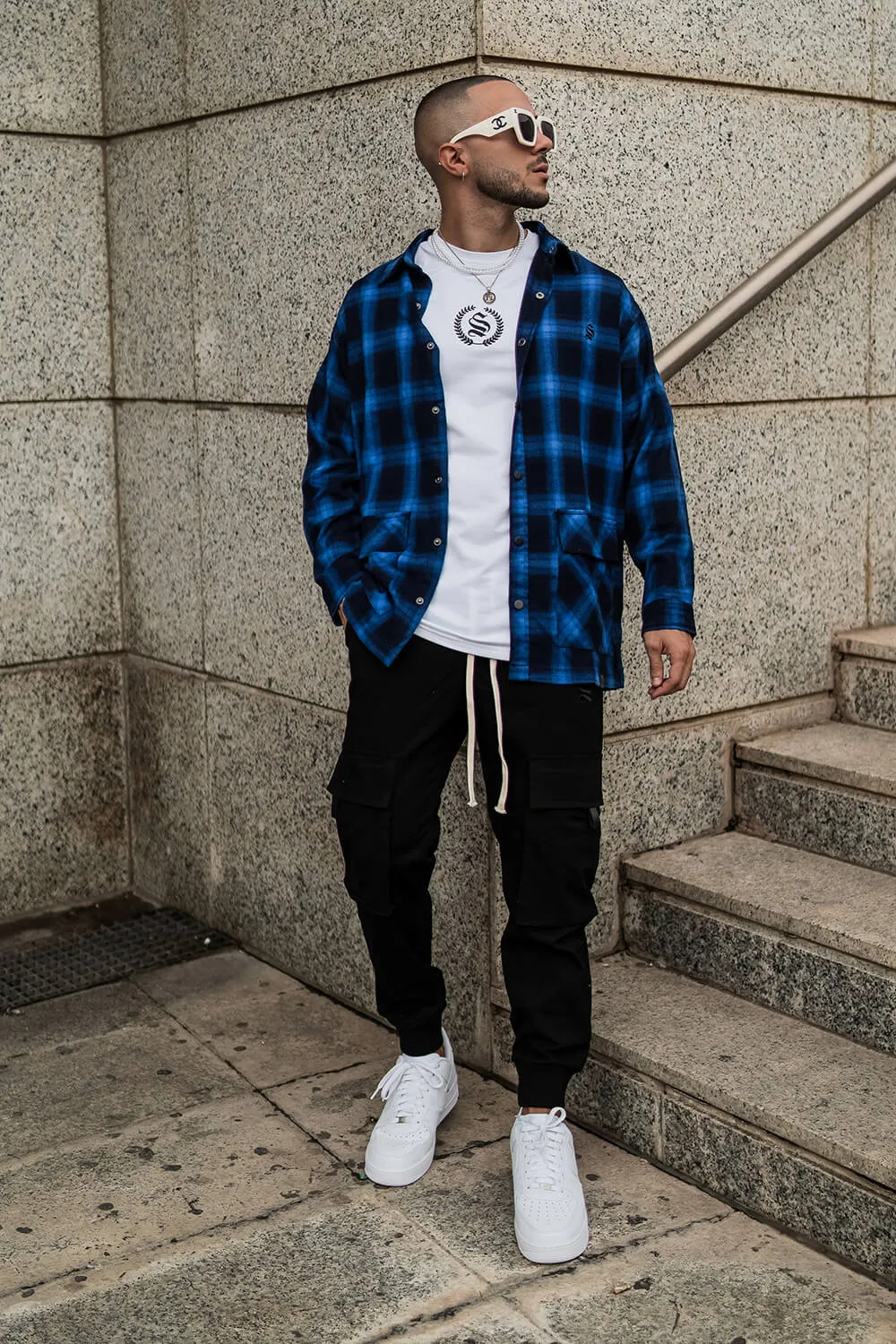Gothic Flannel Check Shirt - Blue