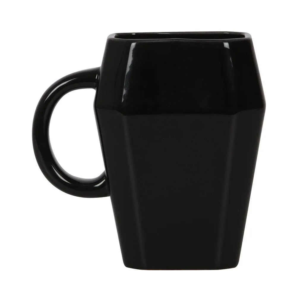 Gothic Halloween Death Before Decaf Coffin Mug