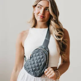 Gray Pinelope Puffer Bum Bag