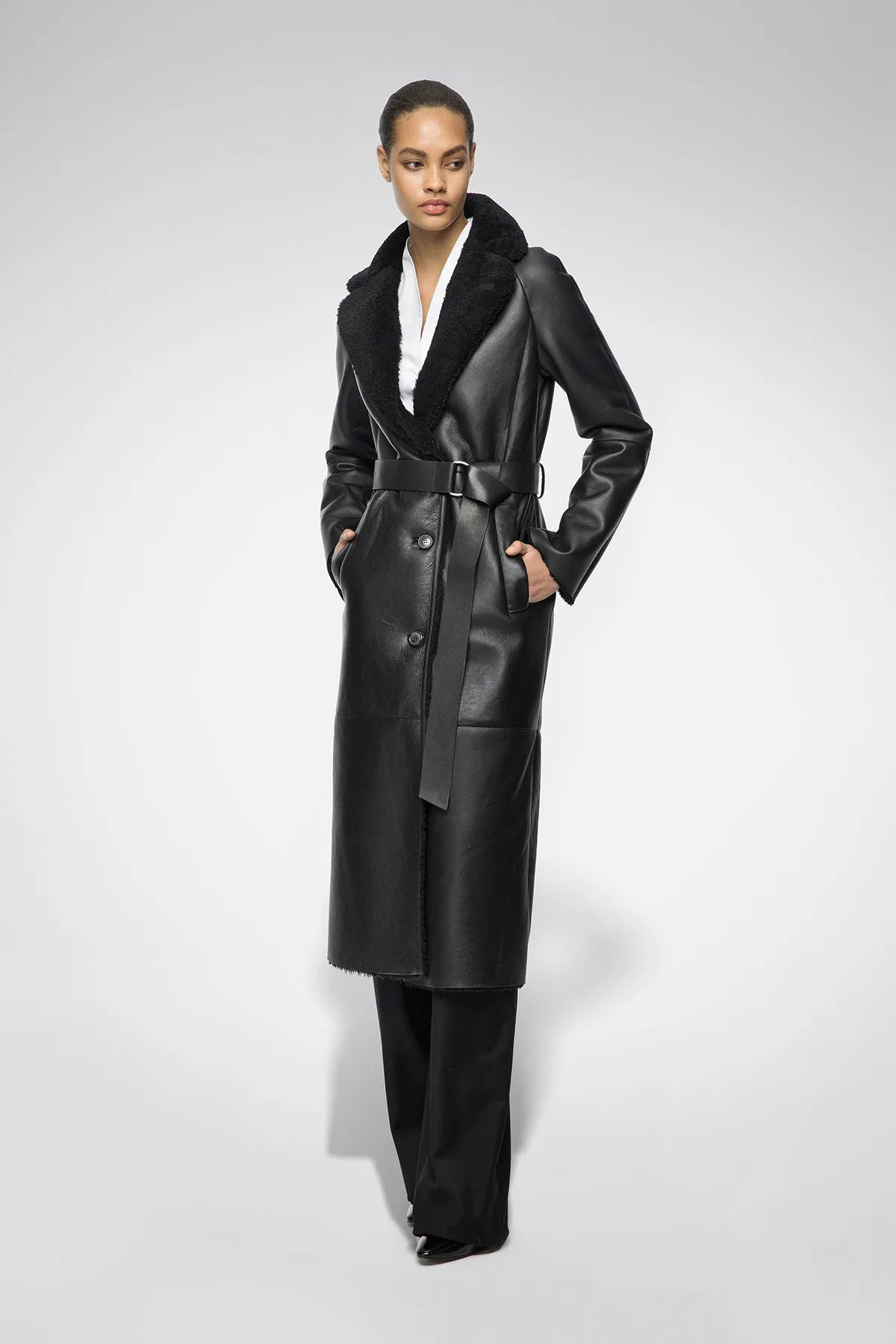Hailey - Black Shearling Coat