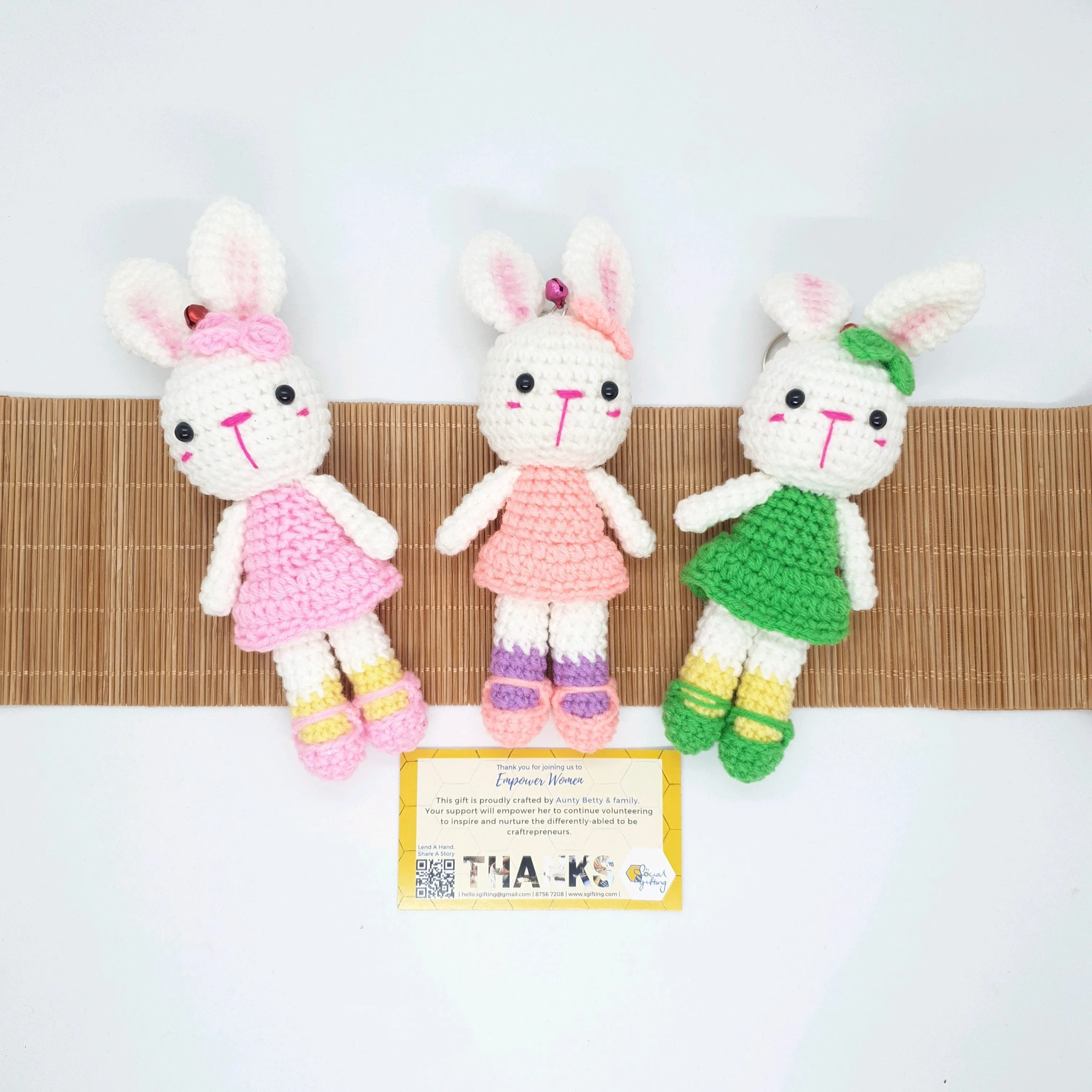 Hand Crocheted Ballerina Bunny Key Ring