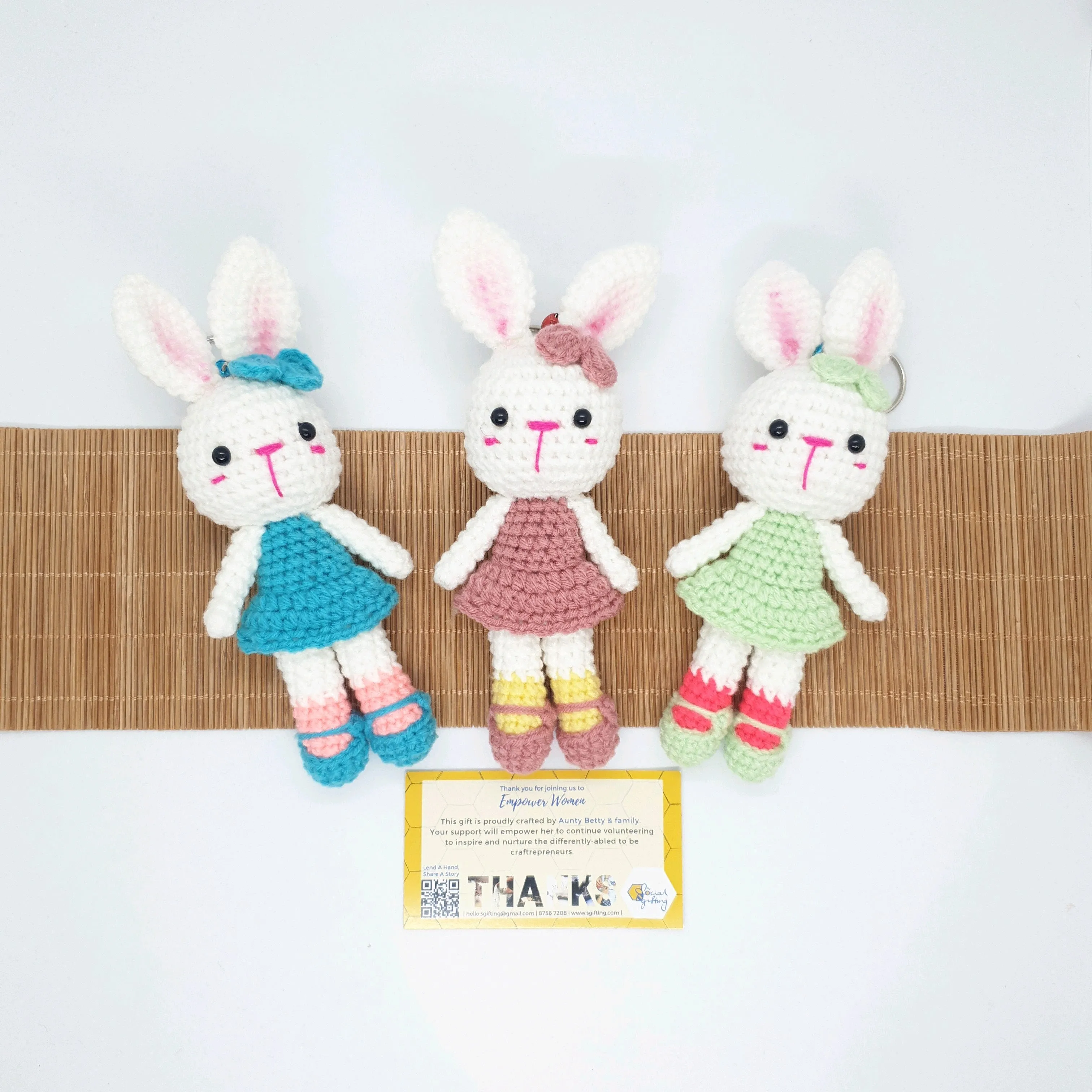Hand Crocheted Ballerina Bunny Key Ring