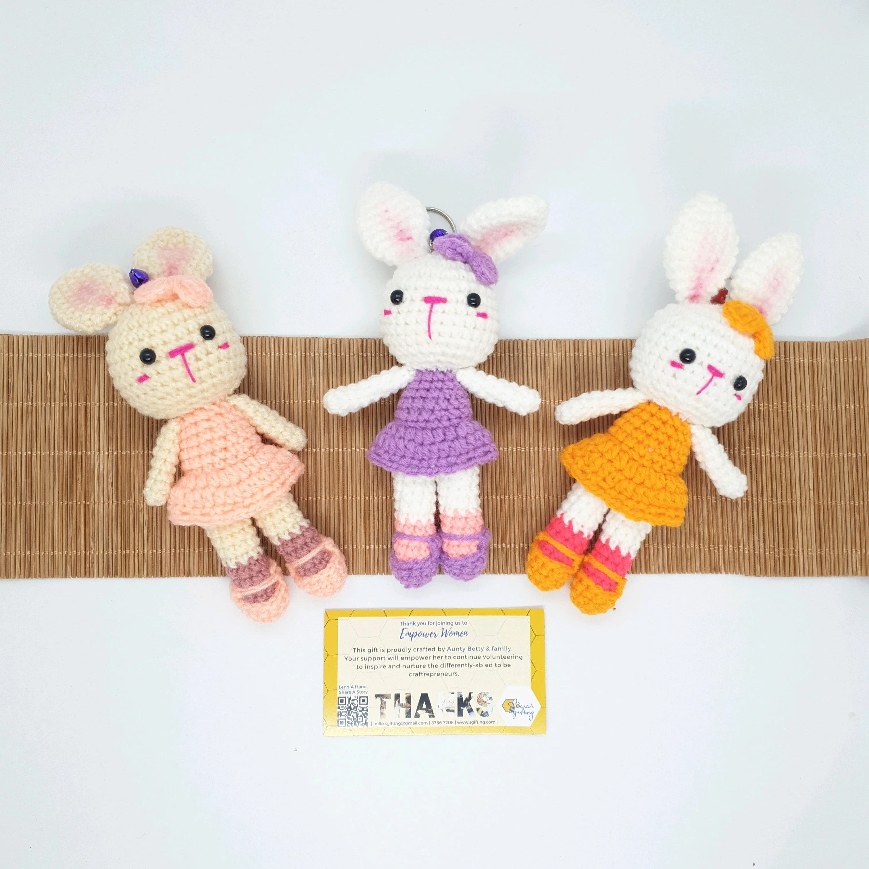 Hand Crocheted Ballerina Bunny Key Ring