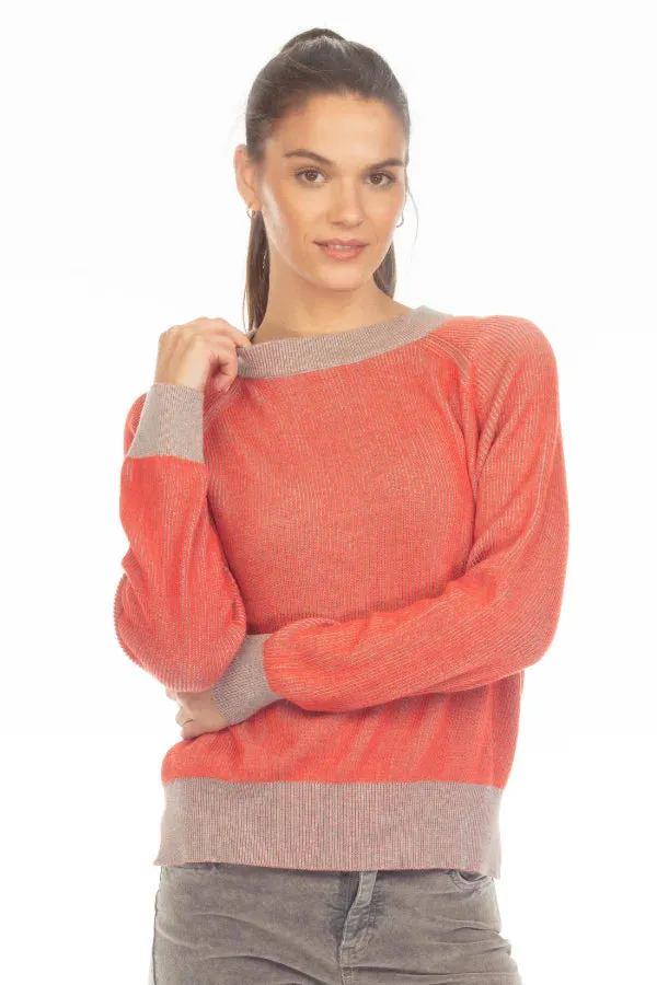 HELLO NITE HARLOW HI-LO REVERSIBLE SWEATER - GREY & RED - H4E41J02HRED