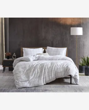 Holden Grid Grey King Duvet Cover Set