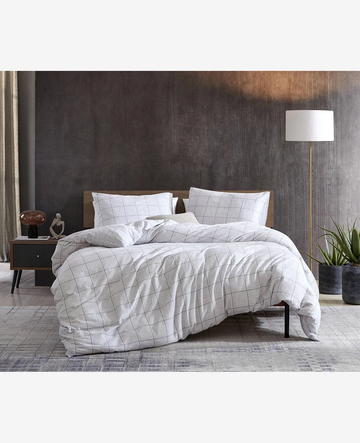 Holden Grid Grey King Duvet Cover Set