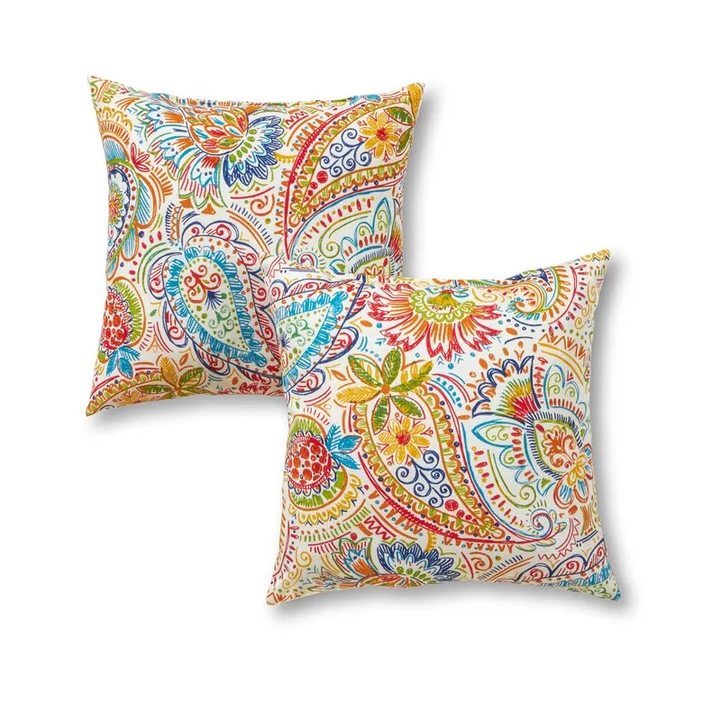 Inane Outdoor Square Reversible Polyester Throw Pillow Cover & Insert (Set of 2)