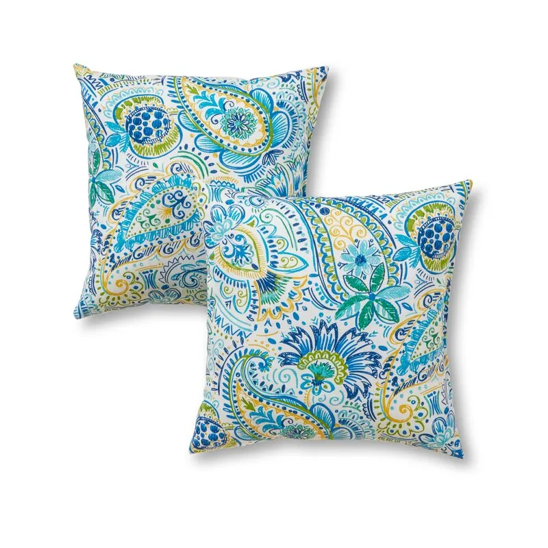 Inane Outdoor Square Reversible Polyester Throw Pillow Cover & Insert (Set of 2)