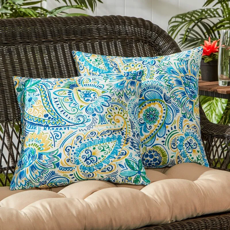 Inane Outdoor Square Reversible Polyester Throw Pillow Cover & Insert (Set of 2)