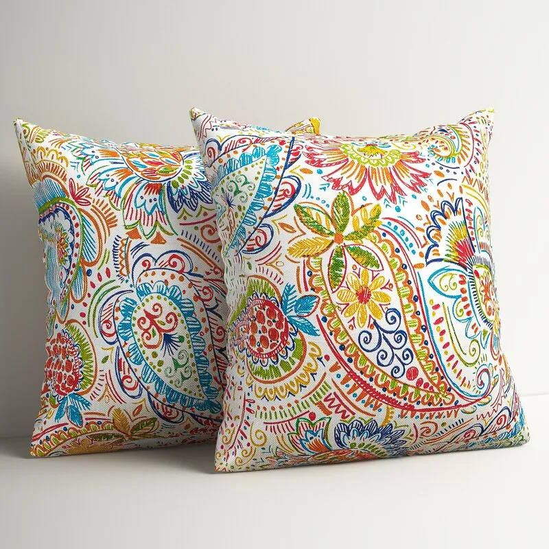 Inane Outdoor Square Reversible Polyester Throw Pillow Cover & Insert (Set of 2)