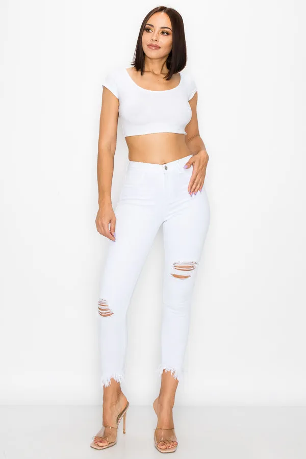 Kaila - High Rise Shark Bite Destructed Skinny