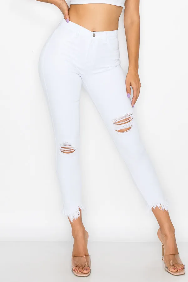 Kaila - High Rise Shark Bite Destructed Skinny