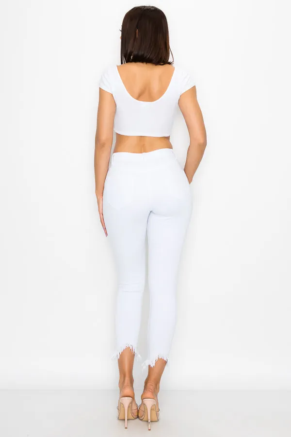 Kaila - High Rise Shark Bite Destructed Skinny