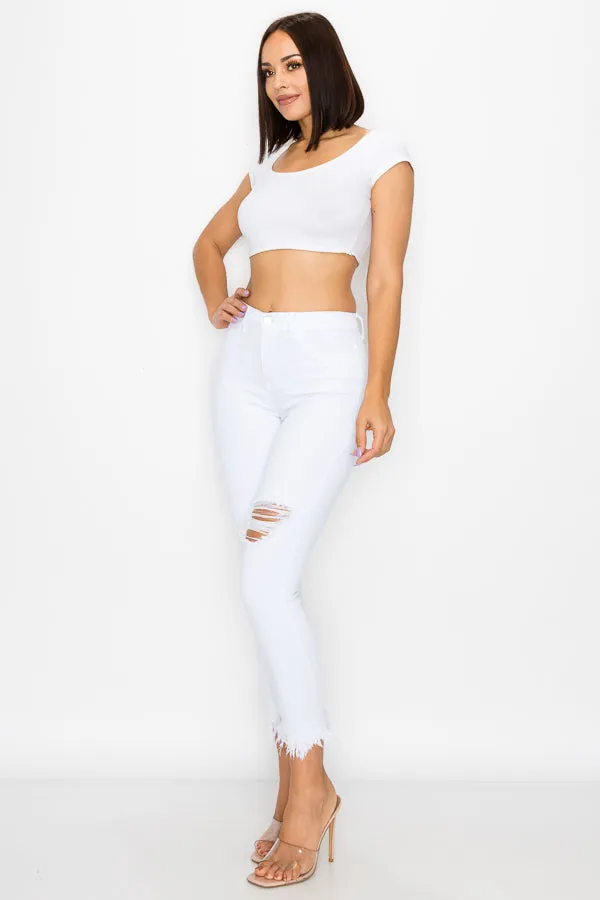 Kaila - High Rise Shark Bite Destructed Skinny