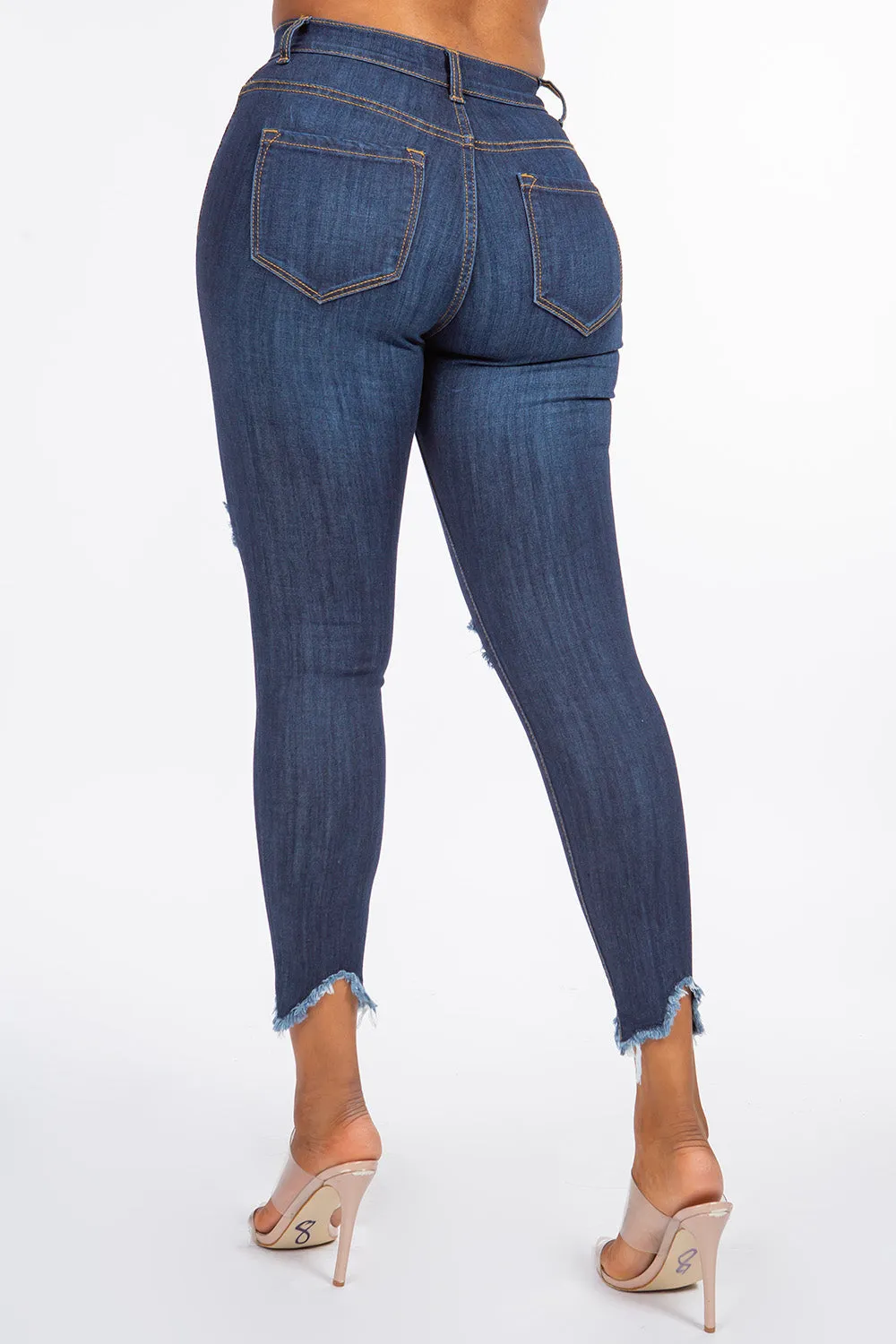 Kaila - High Rise Shark Bite Destructed Skinny