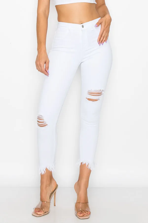 Kaila - High Rise Shark Bite Destructed Skinny