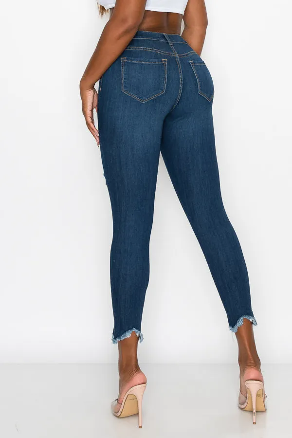 Kaila - High Rise Shark Bite Destructed Skinny
