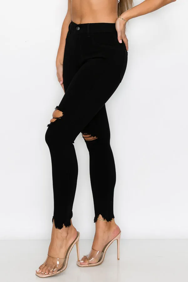 Kaila - High Rise Shark Bite Destructed Skinny