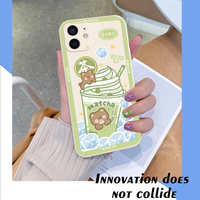 Kawaii Cute Matcha Ice Cream Bear iPhone Cover