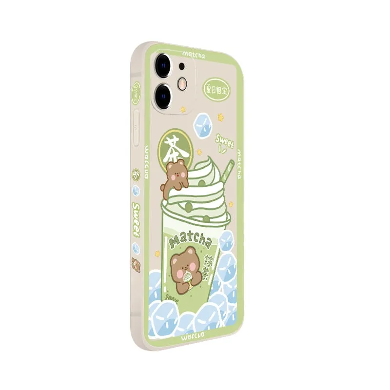 Kawaii Cute Matcha Ice Cream Bear iPhone Cover