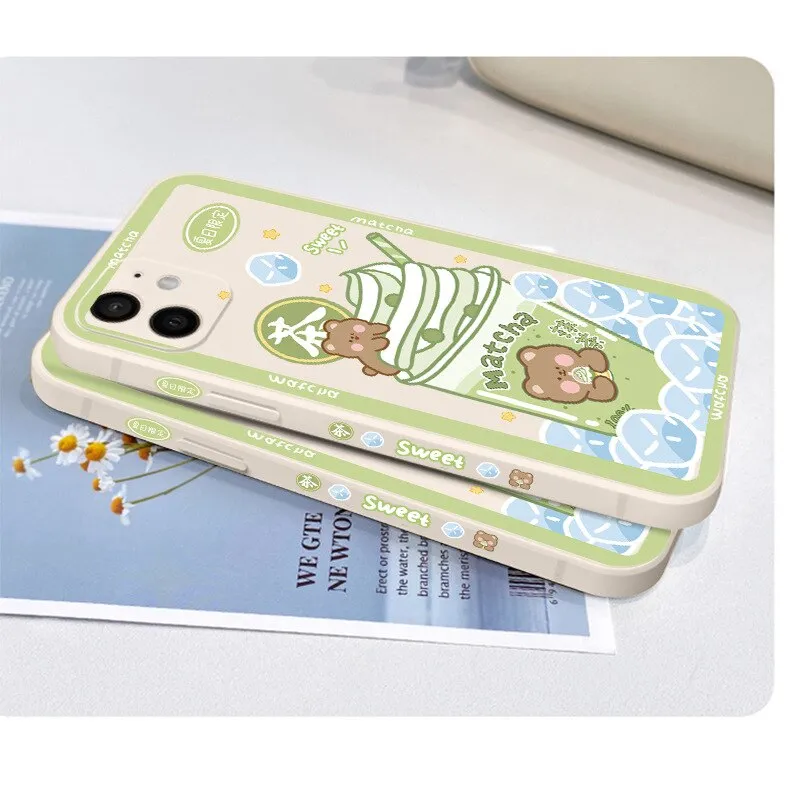 Kawaii Cute Matcha Ice Cream Bear iPhone Cover