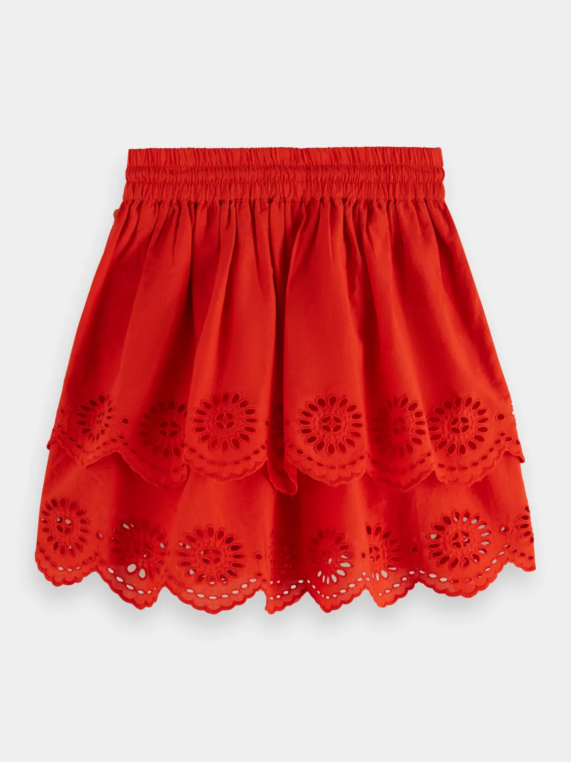 Kids - Tiered broderie anglaise skirt