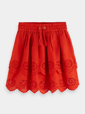 Kids - Tiered broderie anglaise skirt