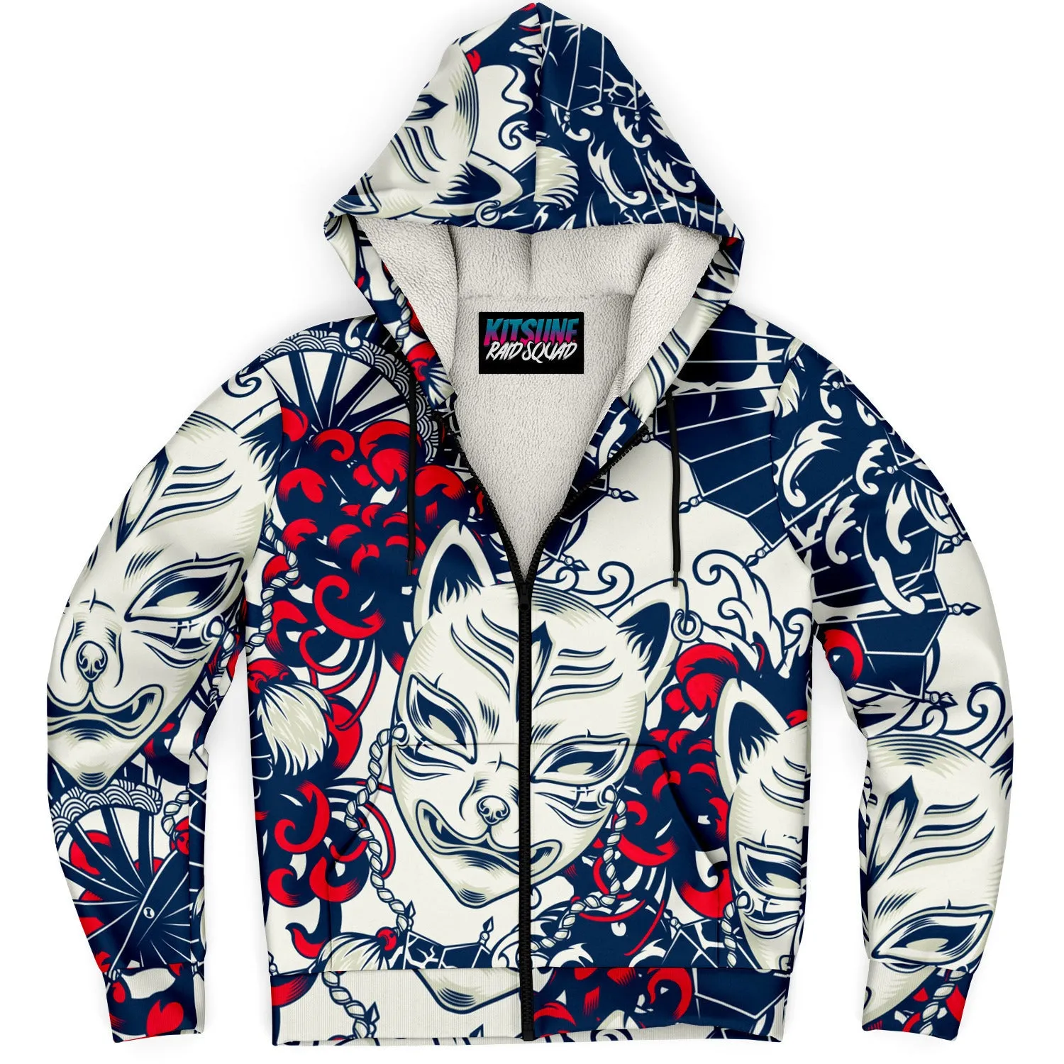 Kitsune White Art Microfleece Ziphoodie